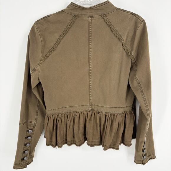 Free People Military Crop Ruffle Jacket Size Small - Picture 10 of 13